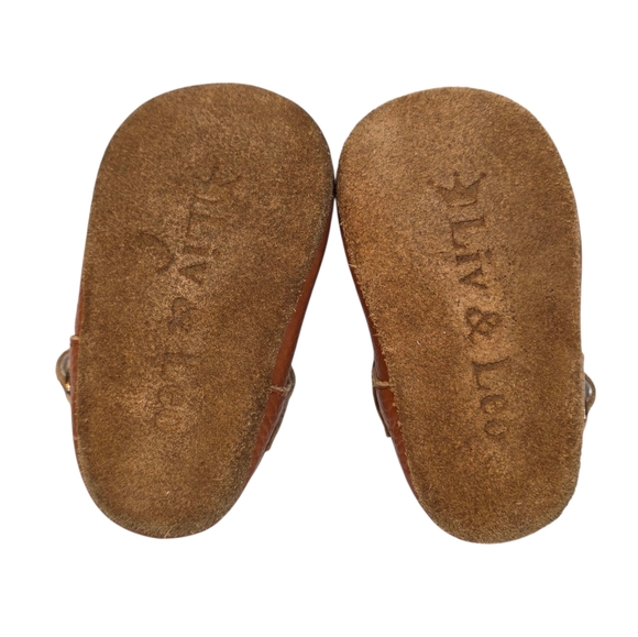 Liv & Leo T-Bars Oxford Dress Shoes Baby Girls First Walker Tan Leather 6m - 12m - Picture 6 of 10